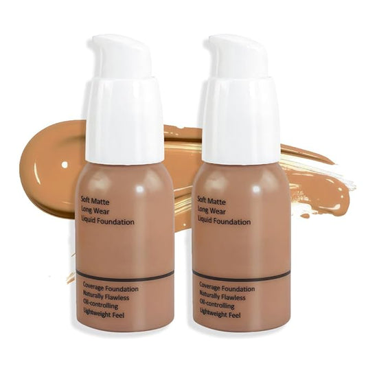 2Pcs Matte Liquid Full Coverage Foundation, Flawless Soft of 2)
