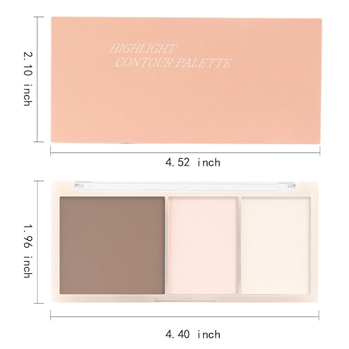 3 IN 1 Brown Nude Face Highlight Bronzer Powder Palette for Face Cheeks Contour Brightening, Buildable Matte Coverage Natural Makeup,Ultra Sculpt Nose Shadow Eyeshadow Primer 03#