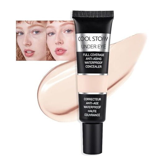 Kaely under Eye Concealer Full Coverage,Waterproof Concealer for Dark Circles,Puffiness,Redness,Cream Foundation Eye Brightener Serum,Color corrector de ojeras,Anti Aging,Natural Matte Finish,light C