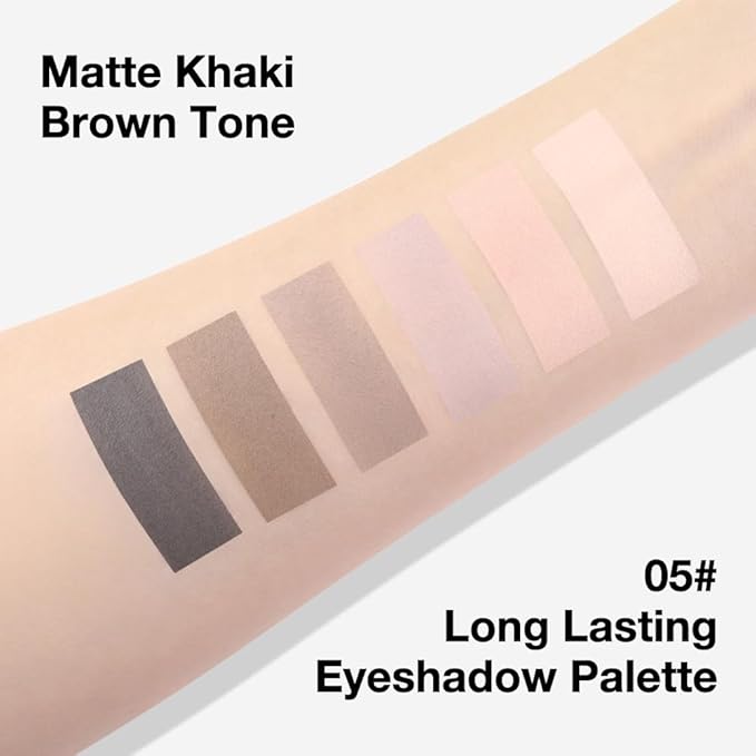 evpct 6 Colors Nude Smokey Eye Shadow Palette Makeup for Blue Brown Eyes, Light Brown Smoky Grey Taupe Black Natural Matte High Pigment Mini Travel Eyeshadow Palette for Older Women, Built in Mirror