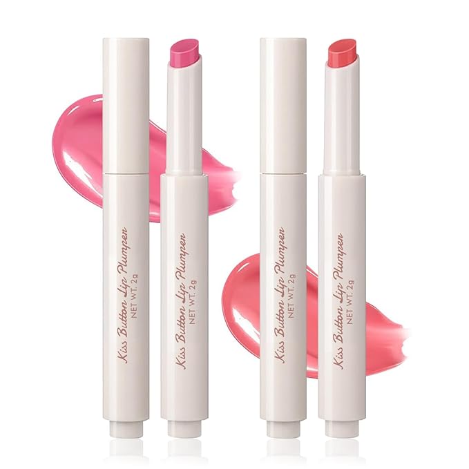 2 Colors Lip Plumper Gloss Moisturizing Lip Tint Stain Hydrating Lips Solid Serum Glossy Plumping Lip Gloss Long Lasting,Waterproof,Non Sticky (Set A)