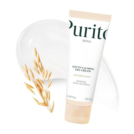 PURITO Oat In Calming Gel Cream, Oat Seed Water for Hydration & Soothing, Lightweight, Non-Sticky Moisturizer for Sensitive Skin, Non-Comedogenic, Fragrance-Free, Korean Skincare, 100ml 3.38 fl.oz