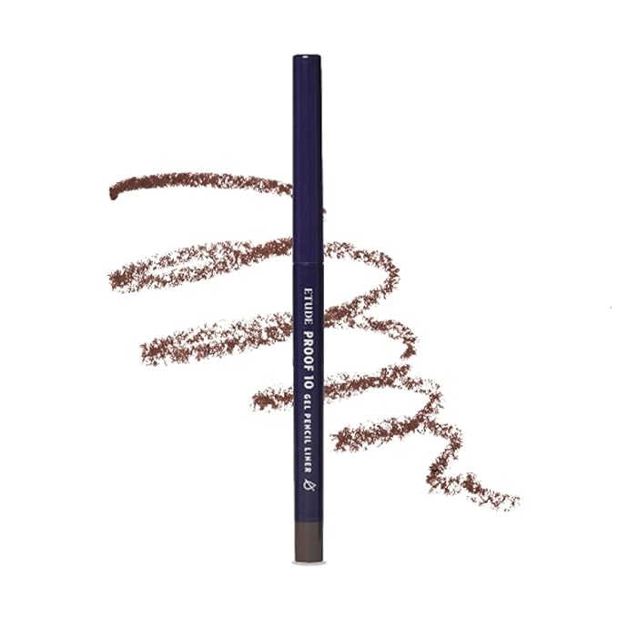 ETUDE Proof 10 Gel Pencil Liner 0.3g (#2 Dark Cacao) | Creamy Gel Texture Eyeliner with Wearable Shades to Create Precise Line Eye Makeup without Efforts, Korean Makeup, Perfect for Gift
