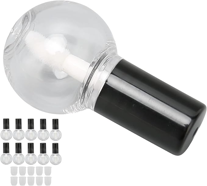 10Pcs 5ml Empty Lip Gloss Tubes Containers Cute Ball Type Plastic Refillable DIY Lip Gloss Bottle, Reusable Empty Bottle Tube Container for Eyelash Growth Oil/Mascara with Brush for Home and Travel