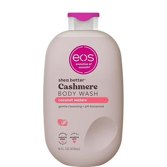 eos Shea Better Cashmere Body Wash, Coconut Waters, Moisturizing and Nourishing, pH Balanced Creamy Gel Formula, Paraben & Phthalate Free, Sensitive Skin,16 fl oz