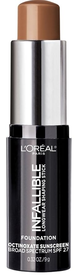 L'Oreal Paris Makeup Infallible Longwear Shaping Stick Foundation, 411 Chestnut, 1 Tube, 0.32 Ounce