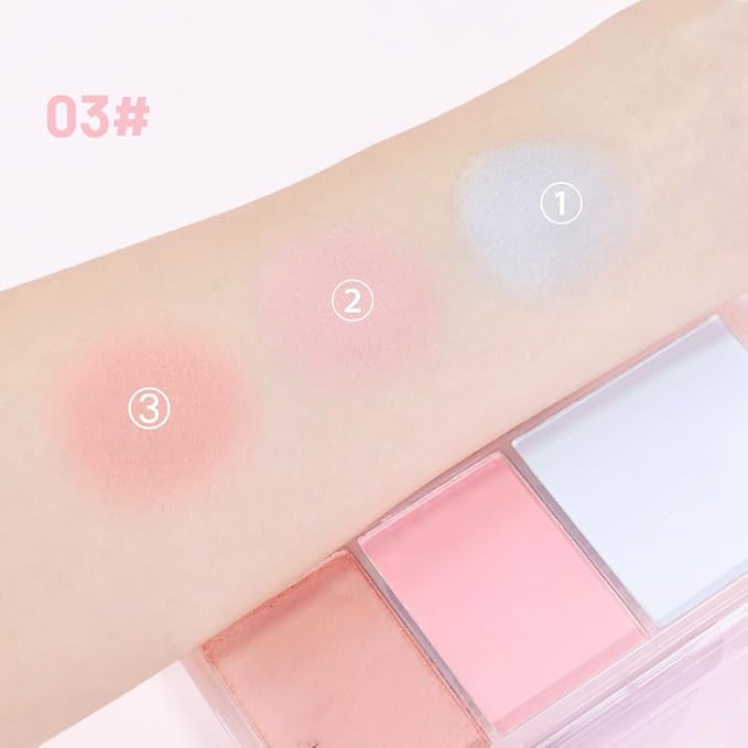 3 IN 1 Brown Nude Face Highlight Bronzer Powder Palette for Face Cheeks Contour Brightening, Buildable Matte Coverage Natural Makeup,Ultra Sculpt Nose Shadow Eyeshadow Primer-Nude