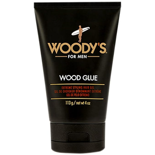 Woody’s Wood Glue Extreme Hold Hair Gel for Men, Long-Lasting Strong Hold, Non-Flaking, High Shine, Styling Gel for All Hair Types 4 oz