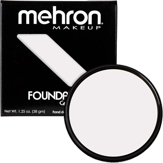 Mehron Makeup Foundation Greasepaint | Stage, Face Paint, Body Paint, Halloween Makeup 1.25 oz (38 g) (WHITE)