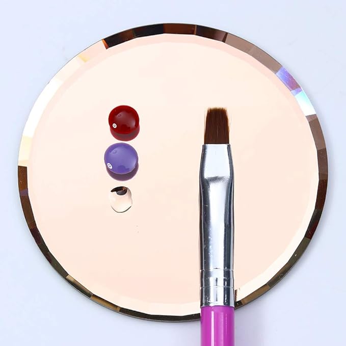 5Pcs Mirror Empty Nail Art Palettes Plate Round Glass Manicure Palette Nail Art Display Tray Board Holder Gel Polish Drawing Color Mixing Palette for Women Beauty Tool, Assorted Color