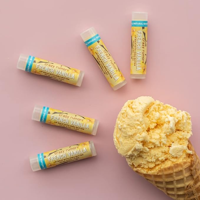 Crazy Rumors French Vanilla Lip Balm. 100% Natural, Vegan, Plant-Based, Made in USA (1-Pack)