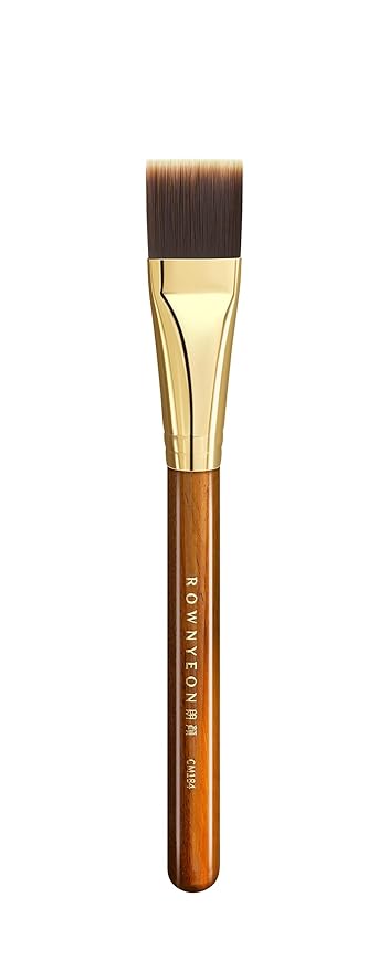 Desert Oak Series Flat Top Foundation Brush - 20mm Ultra-Thin Nylon Bristles for Streak-Free Liquid Foundation, Smooth Buffing & Full Coverage, Bubinga Handle & Brass Ferrule (CM 184)