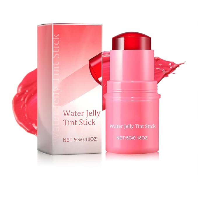 Milk Cooling Water Jelly Tint Blush Stick Face Makeup, Sheer Lip & Cheek Stain, Buildable Watercolor Finish,Vegan, Cruelty Free - 0.18 fl oz (RED)