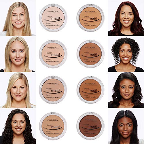 2 Pack PHOERA Matte Face Powder, Control Oil Brighten Skin Color Cover Blemish Makeup Face Setting Setting Powder 。 201-Translucent