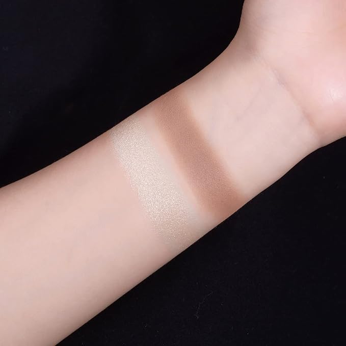 ELLESY Highlighter Makeup Palette Shimmer Face Bronzer and Highlighter Contouring Palette Makeup Kit Sculpting Contour Powder Palette with brush-C02