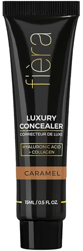 Fièra Luxury Concealer with Anti-Aging - All Day Coverage for Dark Circles, Fine Lines, Wrinkles & Spots - Caramel, 0.5 Ounce
