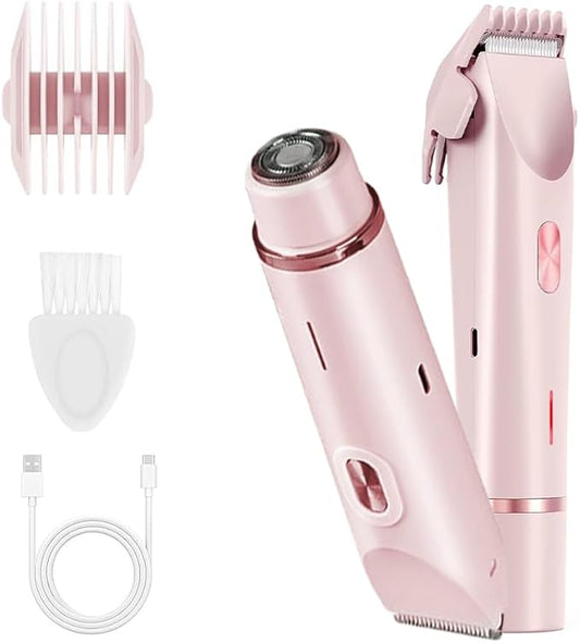 2 in 1 Womens Body Shaver,2025 Glow Aura Electric Razor, Dual Head Shaver Women, Electric Razor for Womens Legs, IPX7 Waterproof Wet & Dry Use Body Intimate Areas,Pink