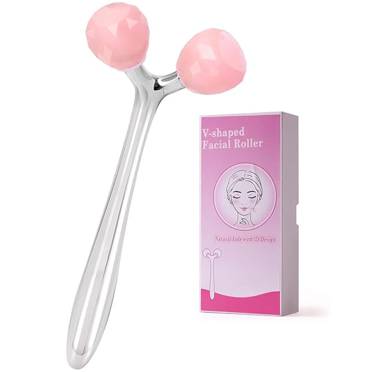 Face Roller for Wrinkles and Lifting, 3D Pure Jade Roller Diamond-Shaped for Women Men Skin Care Guasha Scraping Facial Massager Tool for Jawline V- Shape & Puffy Eyes