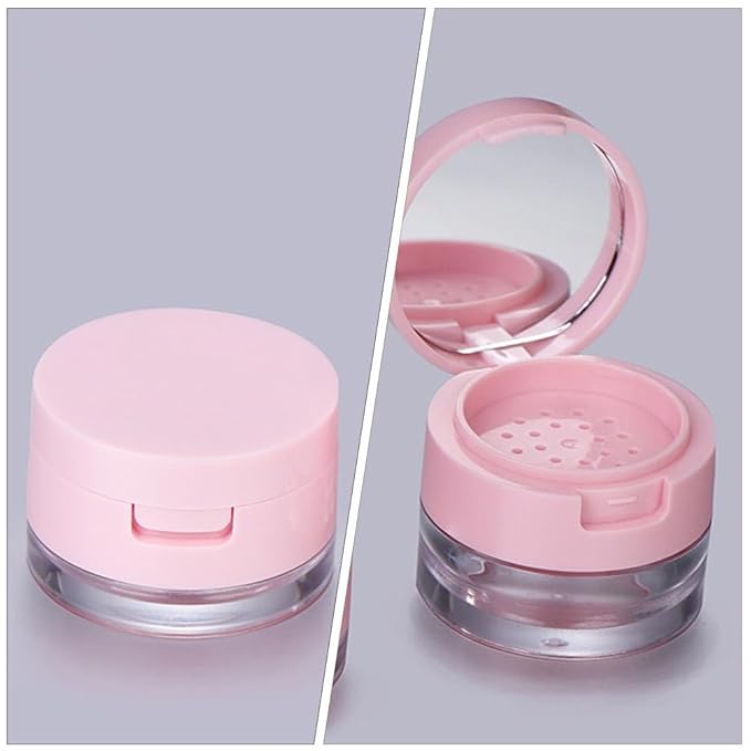minkissy 2 Sets Powder Box Mini Containers Loose Cosmetic Cases for Traveling Foundation Makeup Powder Women Cosmetic Supply Powder Case Bulk Makeup Pink Flash Body Powder 3g Abs