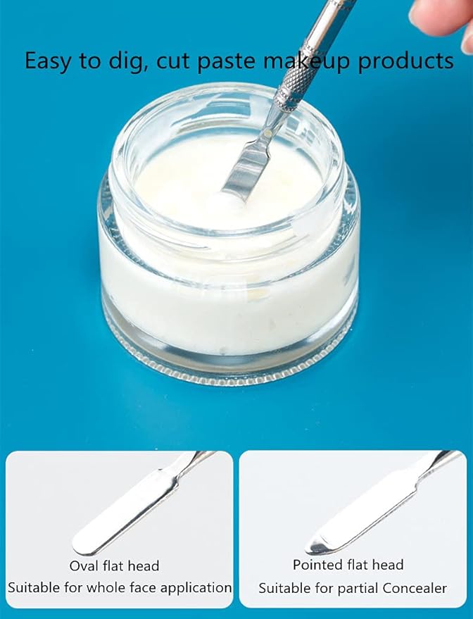 2pcs Stainless Steel Cosmetic Makeup Palette, Upgrad Stainless Steel Metal Makeup Palette with Spatula Artist Tool for Mixing Foundation Nail-Art (A)