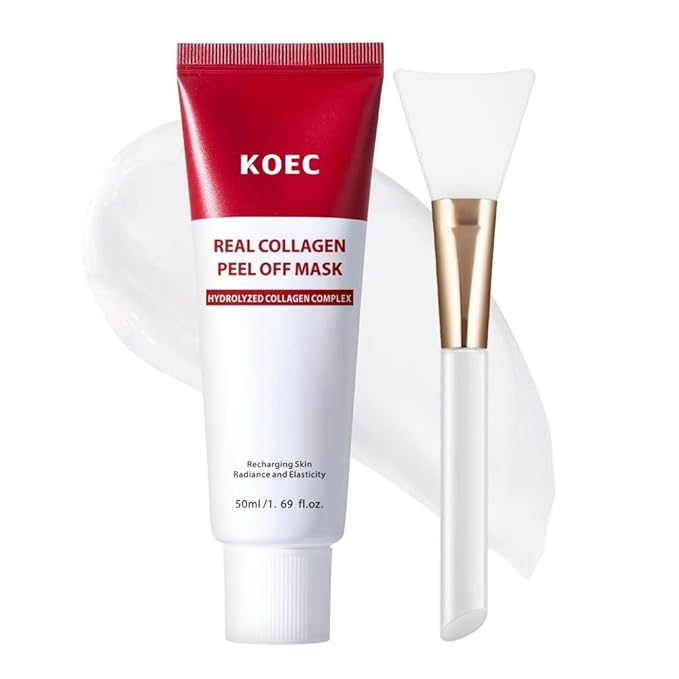 KOEC Real Collagen Peel Off Face Mask,Collagen Overnight Wrapping Facial Mask,Deep Hydrating & Restores Elasticity & Refine Pores,Hydrolyzed Collagen with 500 DA for Glass Glow Skin,1.69 fl.oz