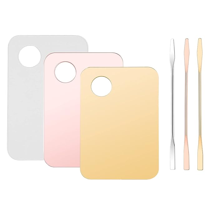 6 Pcs Acrylic Cosmetic Makeup Palette Tray Foundation Spatula Makeup Mixing Palette Apply for Foundation Eye Shadow Lipsticks Nail Art Beauty Salon