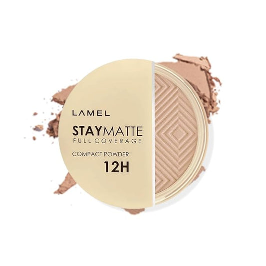 Lamel Stay Matte Compact Powder - Light Natural Coverage - Universal Neutral Undertone - Cruelty Free - Beige - N.404