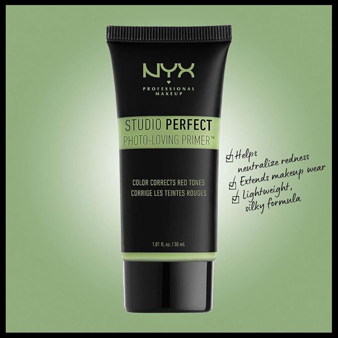 NYX PROFESSIONAL MAKEUP Studio Perfect Primer, Vegan Face Green (Color-Correcting)