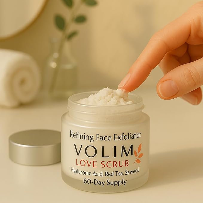 Love Scrub with Hyaluronic Acid Natural Face Exfoliator for Wrinkles, Acne, Fine Lines, Blackheads & Clogged Pores