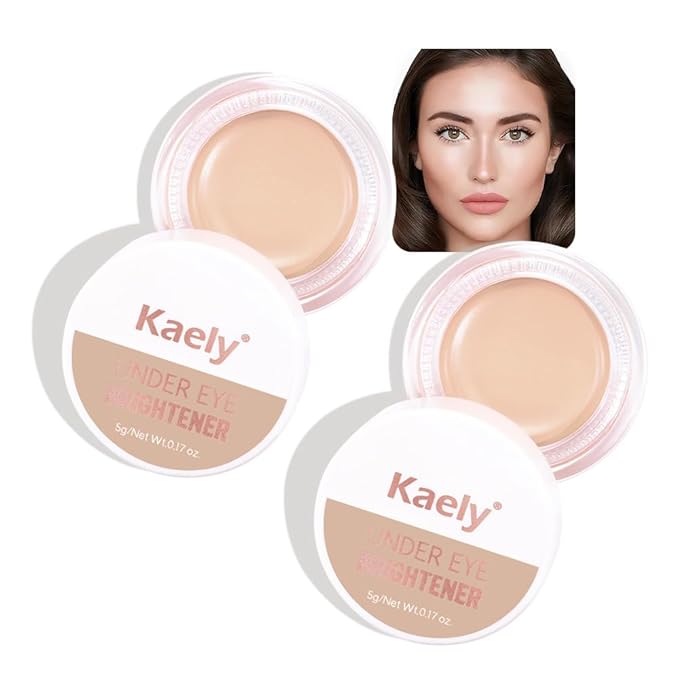 evpct 2Pcs under Eye Corrector Brightener Concealers for Older Women Dark Circles, under Eye Cream Pot Concealer Full Coverage Peach Color Corrector Makeup, Nourishing Waterproof, 04# Light