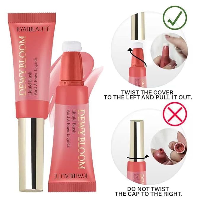 Blush Beauty Wand, Liquid Face Blush Contour Wand with Cushion Applicator, Smooth Cream Blush Wand Natural Matte Finish, Lightweight Blendable Blush Stick Makeup for Cheek,104 Dark Rose