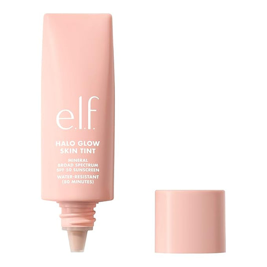 e.l.f. Halo Glow Skin Tint SPF 50, Tinted Moisturizer For Light, Buildable Coverage, Creates A Natural Glow, Vegan & Cruelty-Free, 9 Medium Cool