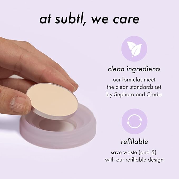 Subtl Beauty 3-in-1 travel makeup kit by subtl staks | powder blush, bronzer, and highlighter | includes mirror lid and mini brush | for dark-deep skin tones