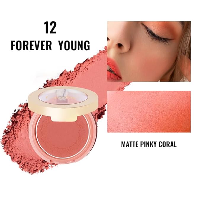 Oulac Blush Face Coral Matte | Pigmented Powdery 4.8g