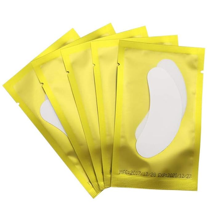 100 Pairs Set，Eye Gel Patches,Under Eye Pads Lint Free Lash Extension Eye Gel Patches for Eyelash Extension (gold)