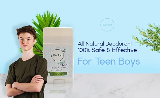 All Natural Deodorant For Teen Boys 100% Natural Aluminum-Free Carcinogen Free Kids Deodorant For Boys Clinically Proven To Be Safe For Children and Teenagers