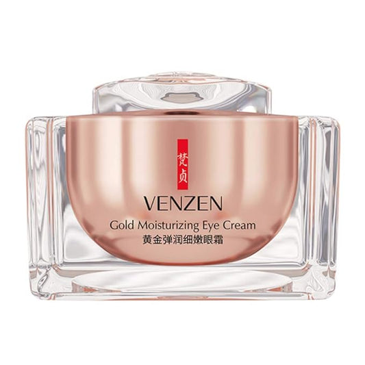 VENZEN Gold Moisturizing Eye Cream Anti Aging Anti Wrinkle Shade Dark Circles Shine Serum Glycerin Delicate Hyaluronic Acid 15g