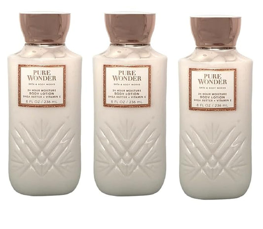 Bath & Body Works PURE WONDER 24 HR Moisture Body Lotion Lot of 3 - Full Size
