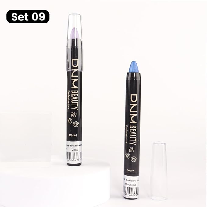 Kaely 2Pcs Cream Eyeshadow Stick Set for Eyes,Vioiet & Royal Blue Shimmer Pen,Eye Brightener Halloween Makeup,sombras para ojos,Smooth Eye Shadow Highlighter Crayon Pencil Waterproof,09+13