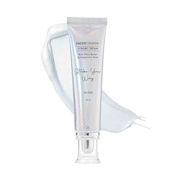 Strobe Cream - Silver | with Shea Butter & Hyaluronic Acid | Hydrating & Illuminating Makeup | for Radiant Dewy Skin | 1.01 Fl Oz (30ml)