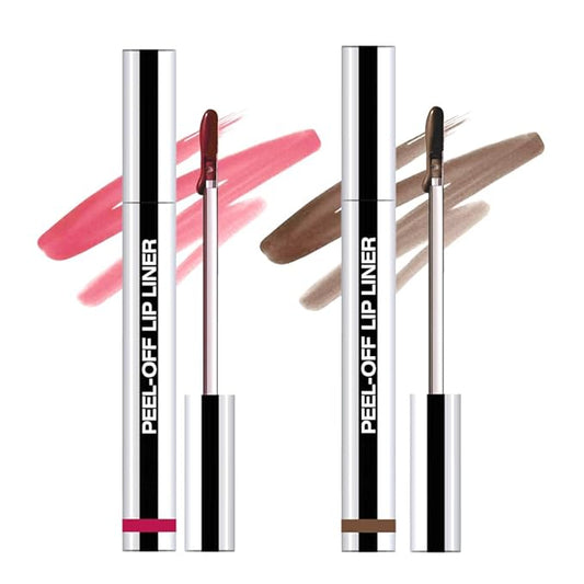 2Pcs Matte Liquid Lip Stain Peel Off Lip Liner Tattoo Set, Waterproof, Smudge-Proof, Peel Off Lip Stain Tattoo, Long-Lasting Non-Stick Cup Lip Gloss for All Skin Types (0.12 fl oz, #04+#06)