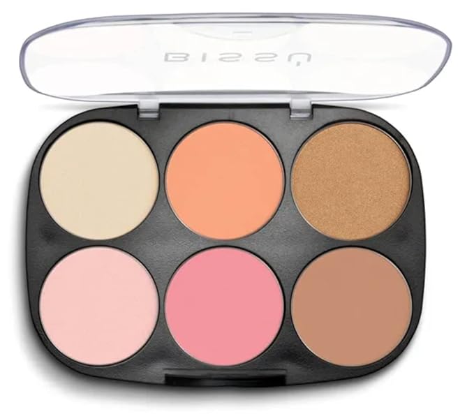 Bissú 6 colors Makeup Palette (4grms each color) includes 2 highlighters, 2 Bronzers, 2 Blushes (La de Cajón)