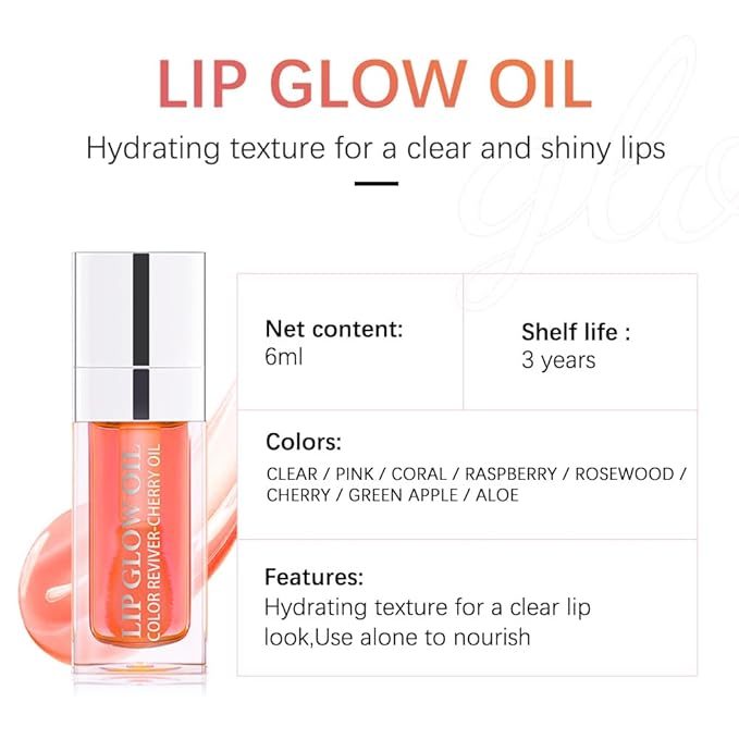 Plumping Lip Oil, Long Lasting Hydrating Lip Gloss Tinted Balm Non-sticky Revitalizing, Tinting Care Oil for Dry Lip (PINK)