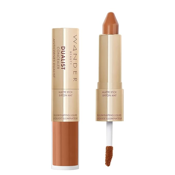 Wander Beauty Dualist Matte and Illuminating Concealer Makeup - Rich Deep - Dual-Ended Matte Concealer Stick + Liquid Concealer - Full Coverage Concealer Brightens & Hydrates Under Eyes - 0.28 fl oz