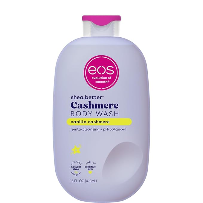 eos Shea Better Cashmere Body Wash, Vanilla Cashmere, Moisturizing and Nourishing, pH Balanced Creamy Gel Formula, Paraben & Phthalate Free, Sensitive Skin,16 fl oz