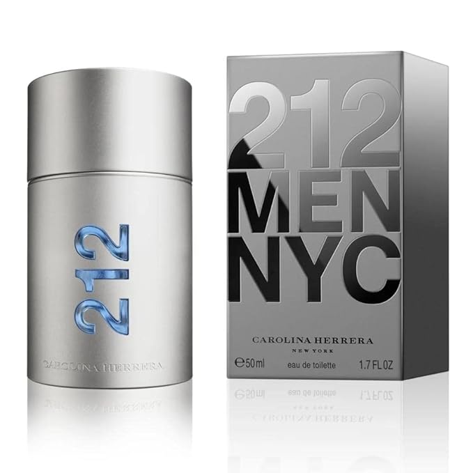 Carolina Herrera 212 Men EDT Spray - Timeless Sandalwood Scent with Fresh, Energetic Green and Sensual Peppery Spice Notes, 3.4 oz