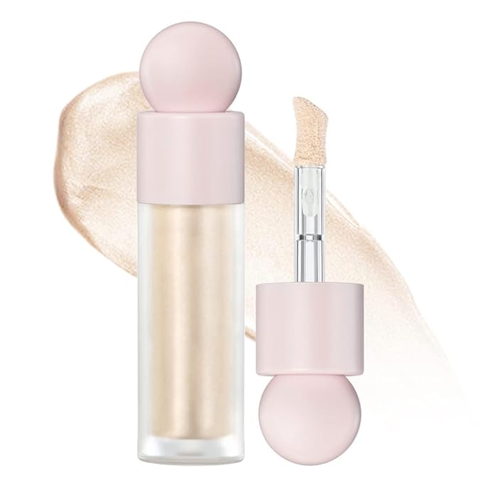 Liquid Highlighter Natural Glow For Face & Body, Waterproof Moisturizing Light Liquid Luminizer For Long Lasting Shimmer, Contour Highlighter Stick Easy to Apply with Cushion Applicator
