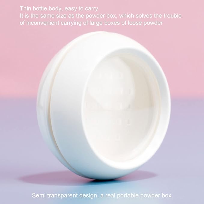 Dioche Loose Powder Container with Puff Sifter Lids, Plastic Refillable Empty Loose Powder Puff Case Face Powder Blusher Makeup Cosmetic Jars Containers for Travel Daily Use