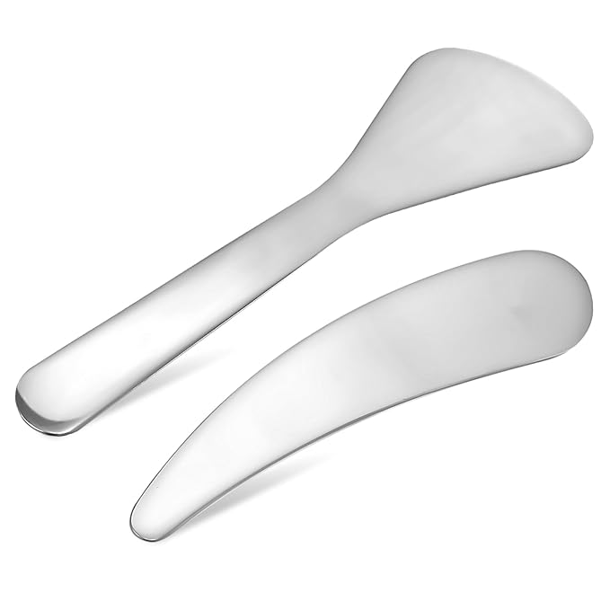 Compact Beauty Spatula Set - 2pcs Reusable Metal
