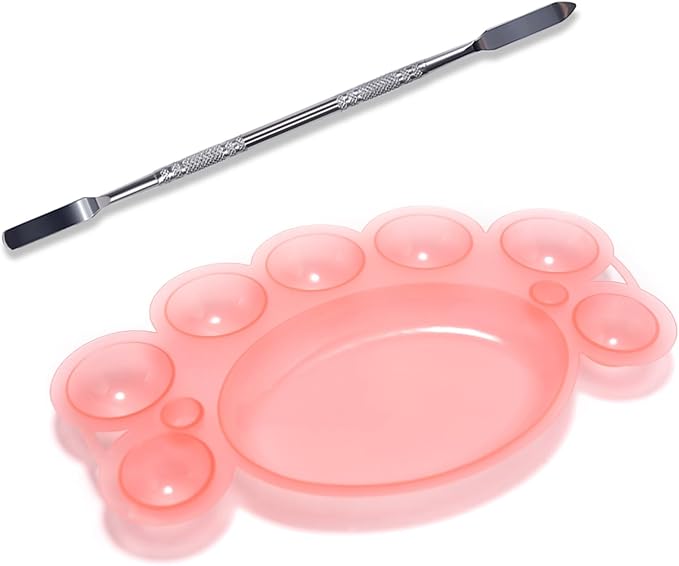 5Pcs ABS Makep Palette Nail Painting Palette with Stainless Steel Stirring Rod Nail Tool Set, Nail Art Polish Painting Mixed Color Palette
